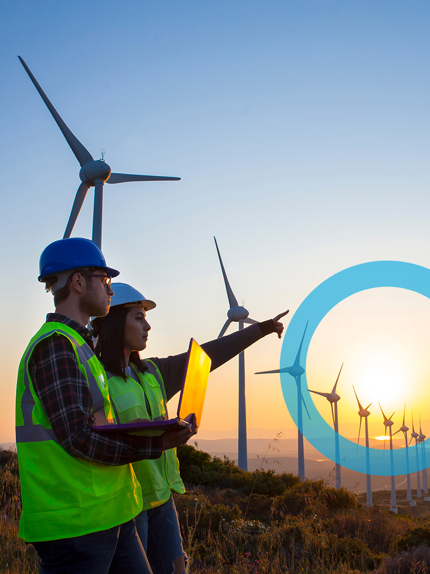 Elvaco Bauplaner Windkraft Kreis blau