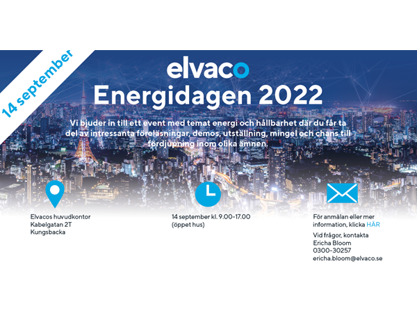 Vi välkomnar till Elvacos Energidag 14:e september